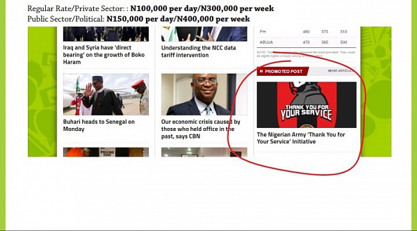 Advertising with TheCable Promoted Post per week (Public Sector/Political)