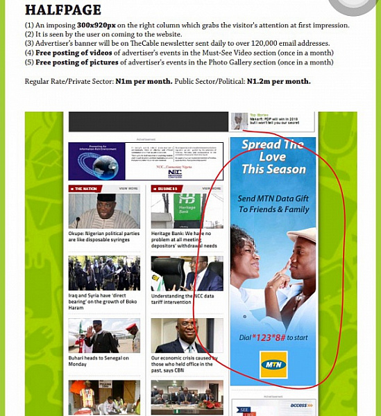 Advertising with TheCable Half Page (Public Sector/Political)